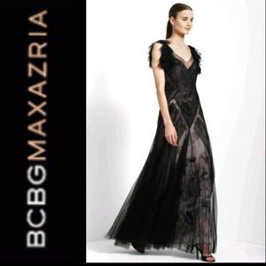 BCBGMAXAZRIA Maggie Mauve Rose Tulle Silk Dress